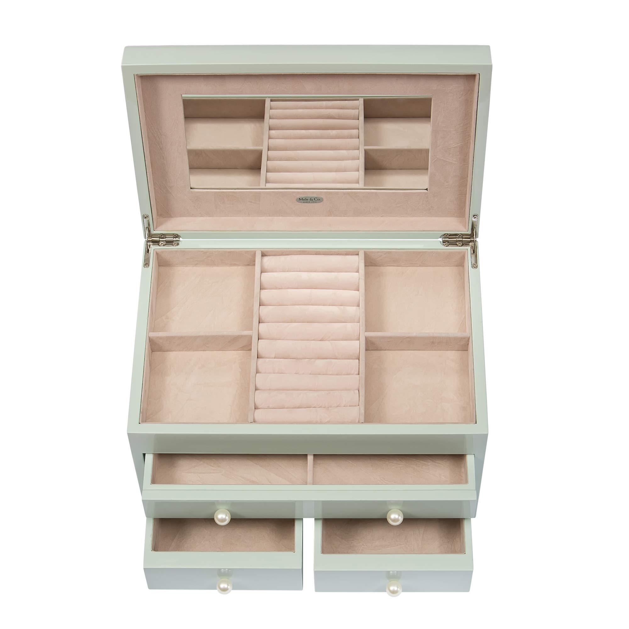 Mele & Co. Bianca Wooden Jewelry Box in Seafoam Finish