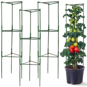 elsjoy set of 4 tomato cage plant support stake, 48 inch garden stakes climbing plant trellis, adjustable plant cages for climbing plant, tomato, vegetables, flowers