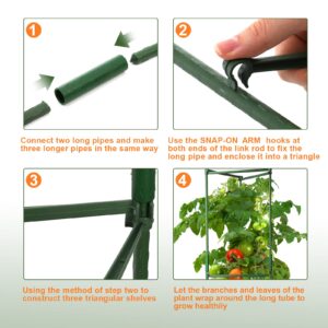 Elsjoy Set of 4 Tomato Cage Plant Support Stake, 48 Inch Garden Stakes Climbing Plant Trellis, Adjustable Plant Cages for Climbing Plant, Tomato, Vegetables, Flowers