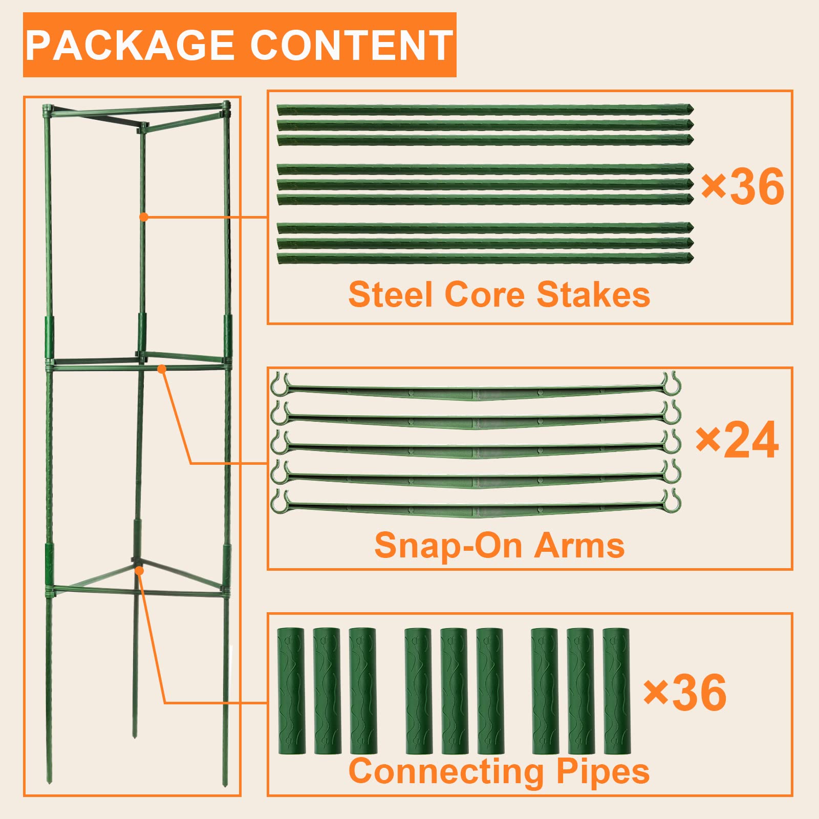 Elsjoy Set of 4 Tomato Cage Plant Support Stake, 48 Inch Garden Stakes Climbing Plant Trellis, Adjustable Plant Cages for Climbing Plant, Tomato, Vegetables, Flowers