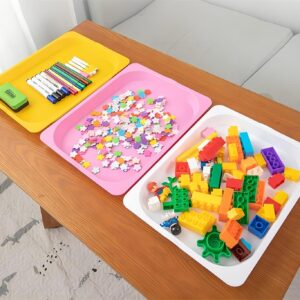 Elsjoy Set of 6 Plastic Activity Trays, 15 x 12 Colorful Art Trays Stackable Craft Trays, Arts and Crafts Organizer Trays Shallow Serving Platters for DIY Projects