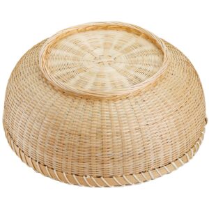 Elsjoy Set of 3 Wicker Woven Storage Basket, Bamboo Bread Basket Round Rattan Serving Basket Farmhouse Decor for Fruits, Vegetables, Potatoes, Stackable 9.6"/8"/7"