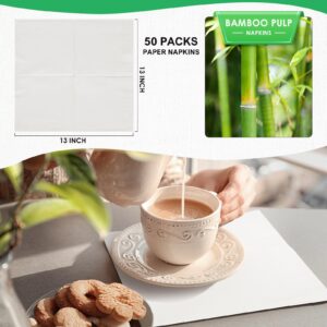 Gezond Compostable Paper Plates Set 300pcs Disposable Sugarcane Plates 10 Inch Eco-friendly White Square Plates with Napkins Biodegradable Heavy-duty Utensils for Party