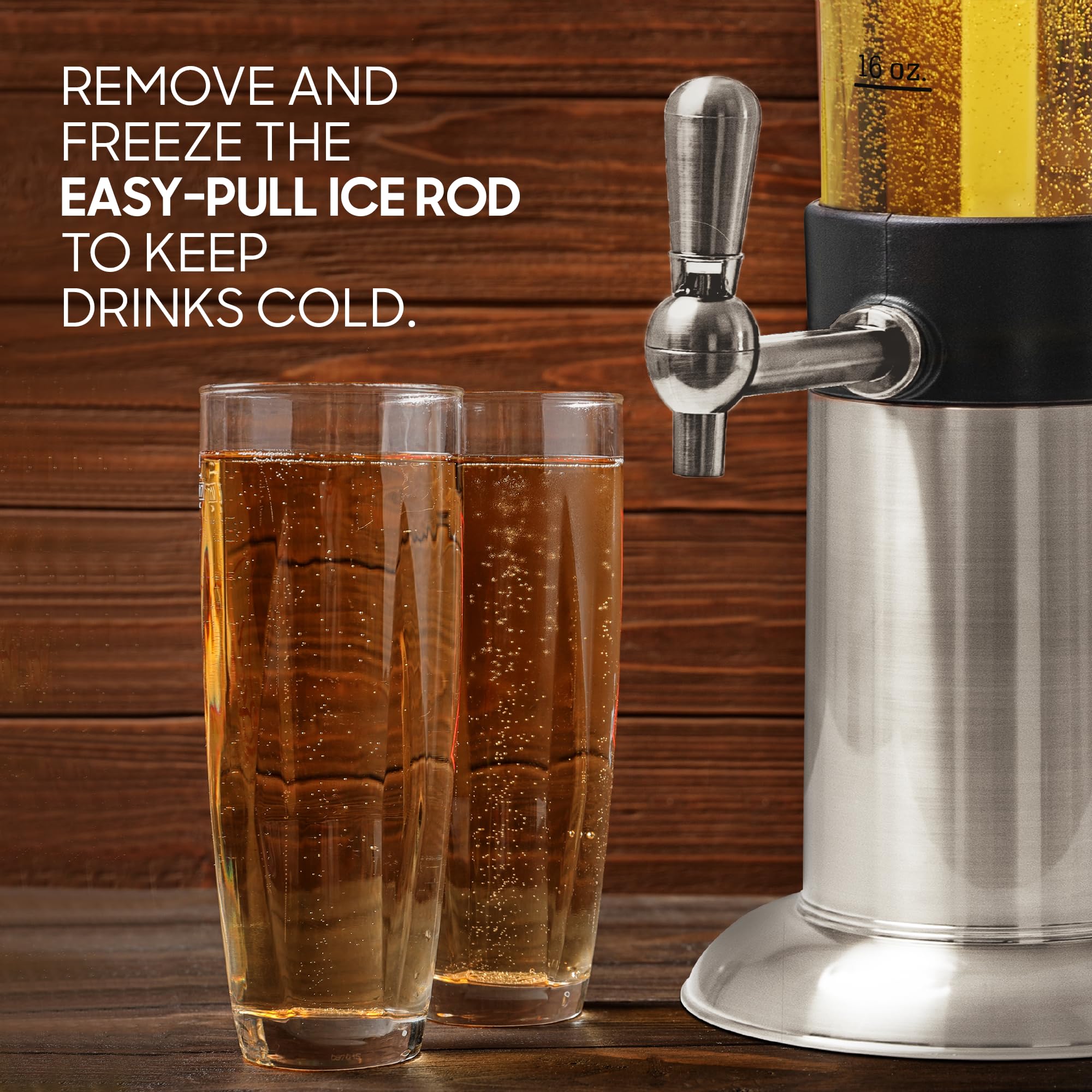 Hammer + Axe Drink Dispenser [2023 Amazon Exclusive] Pro-Pour Tap & Bottle Opener, 88 Fl Oz, Home Bar Party Accessory, Elegant Design, Portable Beverage Tower Server, Beer Liquor Margaritas Cocktails