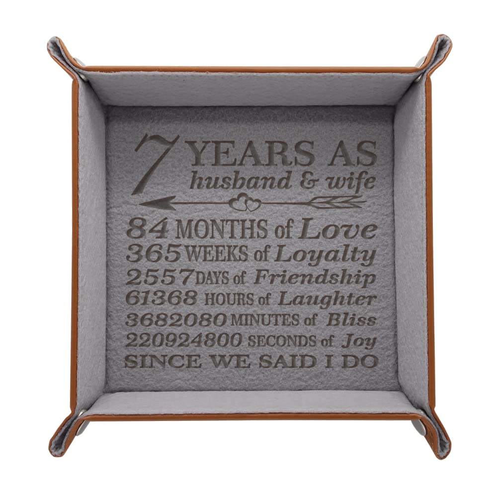 BELLA BUSTA-Traditional 7 years Anniversary-Forever to go-Engraved Wool Tray with Breakdown Dates-Storage & Organization Jewelry Trays (Husband & Wife)