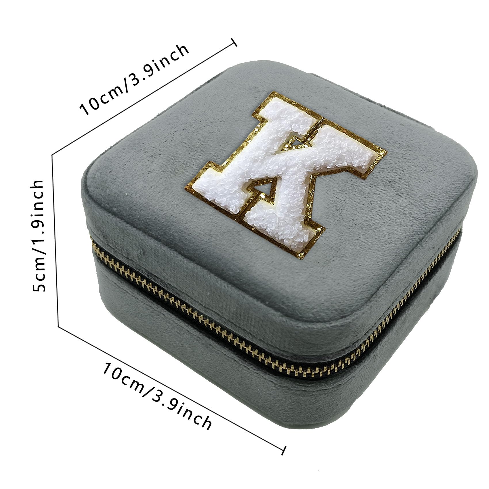 Janhavi Personalized Initial Jewelry Box,Travel Jewlrey Organizer Traveling Vacation Accessories,Small Travel Jewelry Case for Teacher Mom Sister Bridesmaid Women Female Friend Letter K-Grey