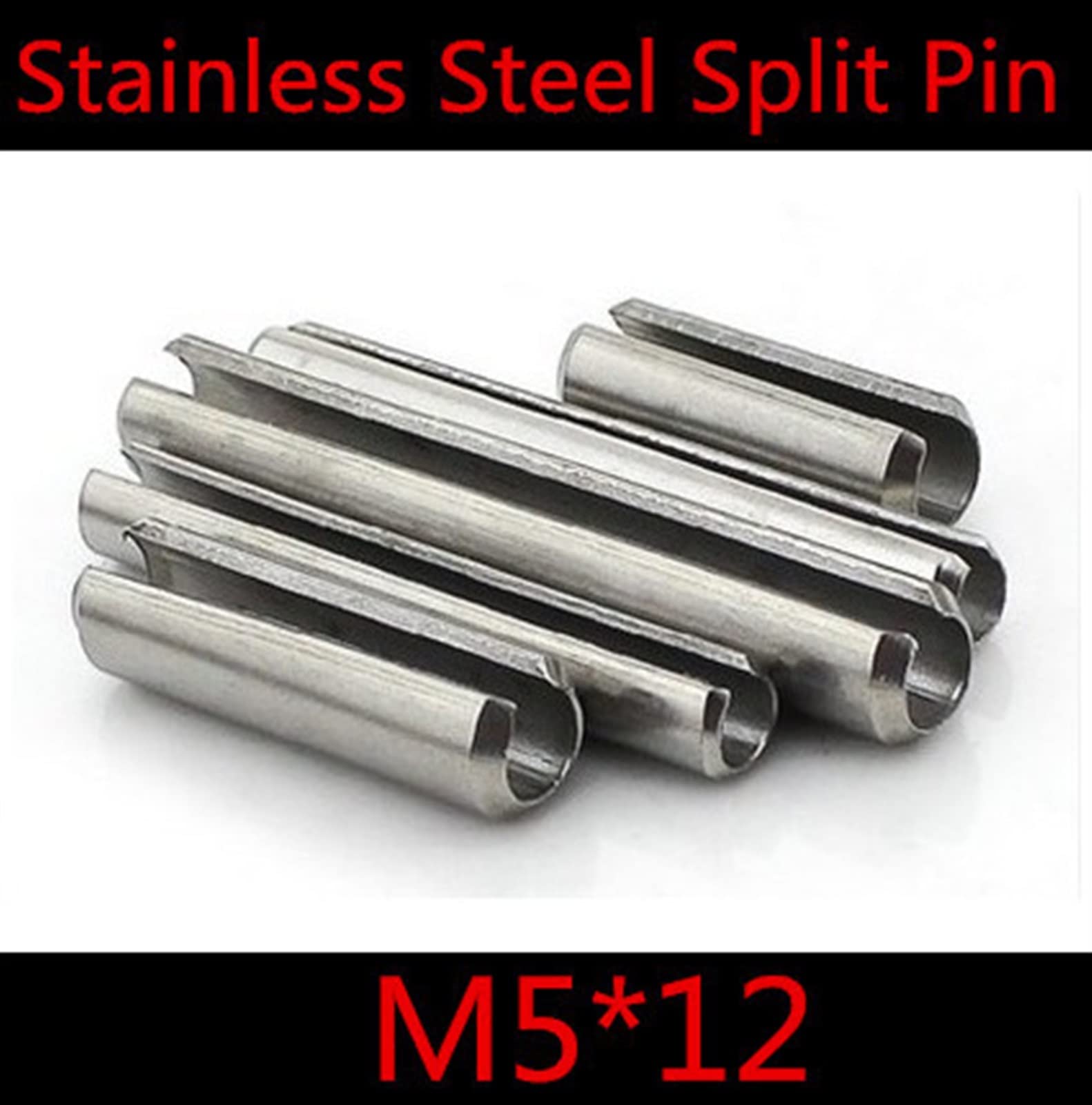 Xuhuhu-Spring M5*12 5 X 12mm 5mm Stainless Steel Elastic Split Pin, 5mm Spring Cotters, 100pcs/lot, Good Mechanical Properties