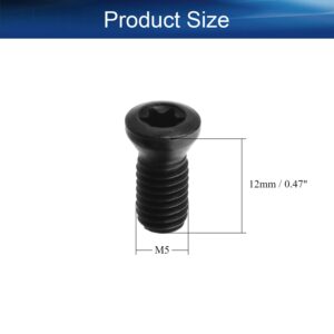 Auniwaig Black Screws Torx M5 x 12mm Carbon Steel Flat Head Socket Head Cap Screws Bolt 12.9 Grade for Replacement 10pcs