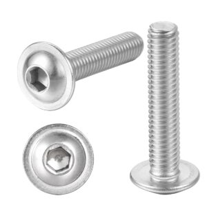 m5-0.8 x 12mm socket head screws flanged button head bolts 18-8 stainless steel 304 allen hex socket drive screws full thread, pack of 100