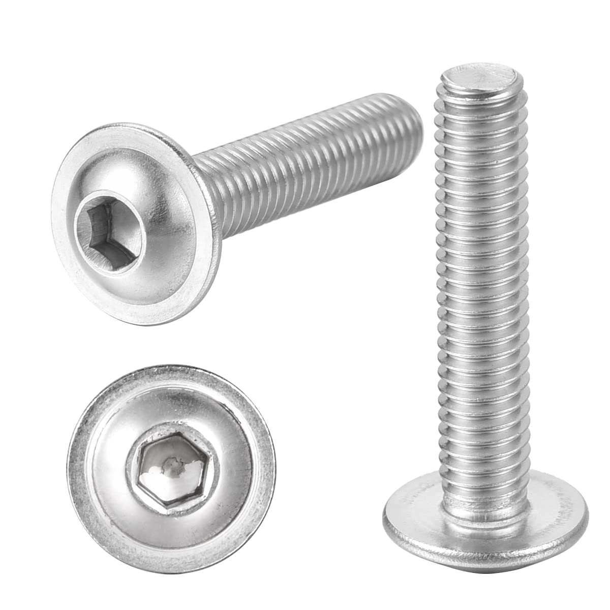 M5-0.8 x 12mm Socket Head Screws Flanged Button Head Bolts 18-8 Stainless Steel 304 Allen Hex Socket Drive Screws Full Thread, Pack of 100