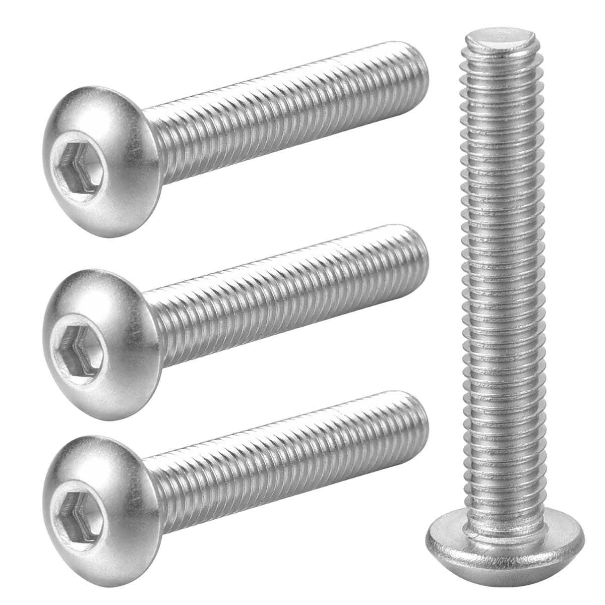 M5-0.8 × 12MM Button Head Socket Cap Screws Stainless Steel 18-8 (304), Fully Thread, Allen Hex Drive Bolts, 50PCS