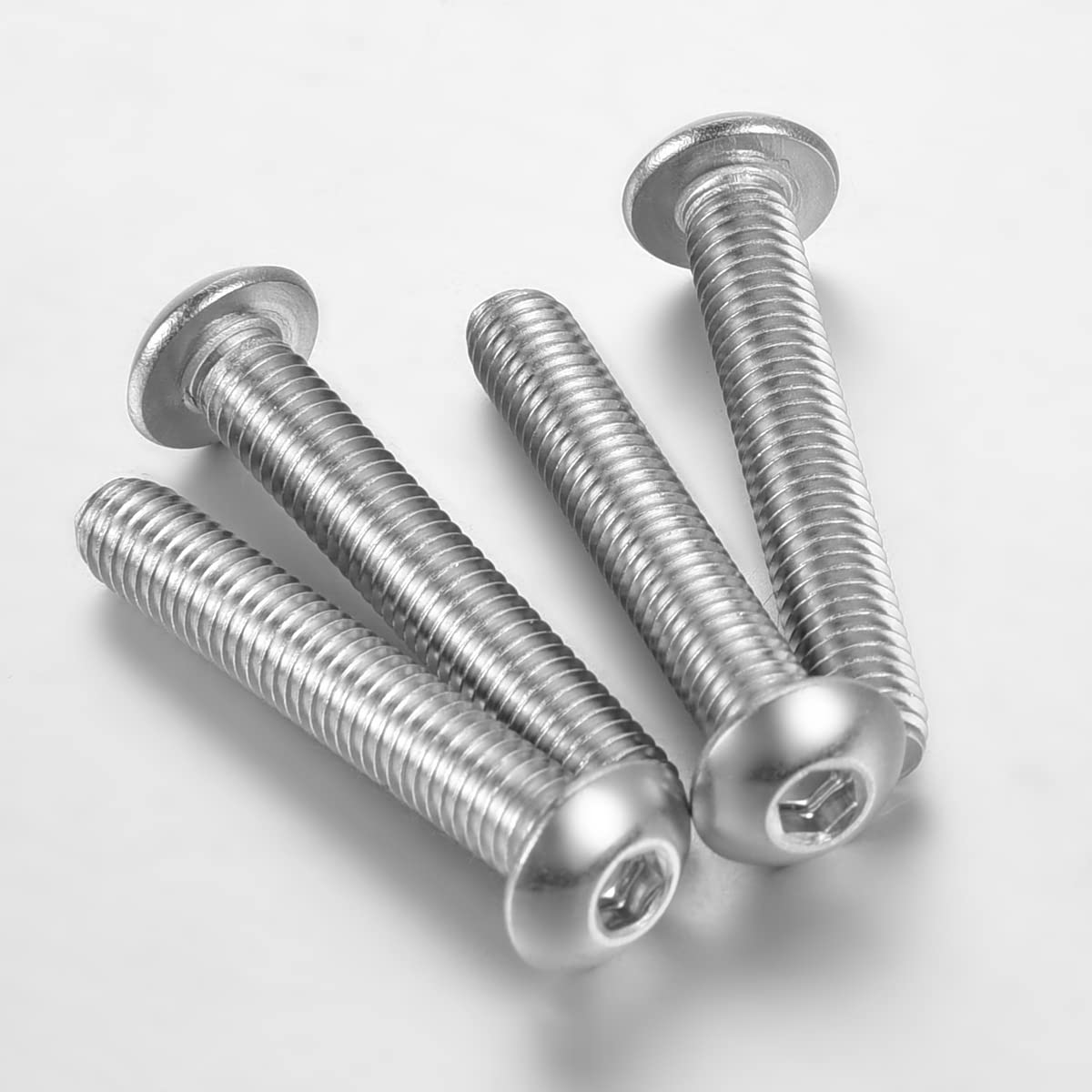 M5-0.8 × 12MM Button Head Socket Cap Screws Stainless Steel 18-8 (304), Fully Thread, Allen Hex Drive Bolts, 50PCS