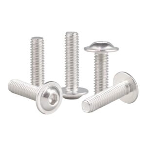 304 Stainless Steel Round Head hex Socket Screws with Pads, Flat Head semi-Round Head Machine Wire Bolts with Pads Hexagon Socket Screws (Size : M5*12)