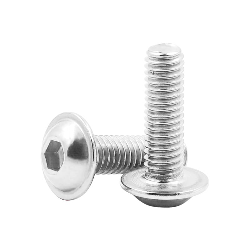 10pcs 304 Stainless Steel pan Head Hexagon Socket Screws with Pads, Round Head Hexagon Socket Screws with Pads, Round Head Hexagon Socket Screws with Pads Hexagon Socket Screws (Size : M5*12)