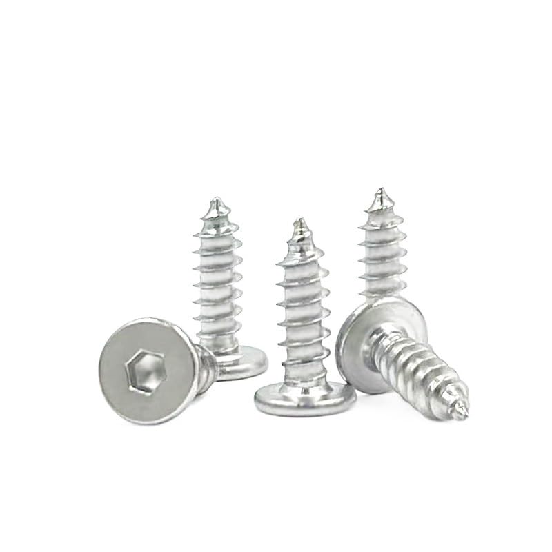 10pcs 304 Stainless Steel Flat Head Hexagonal self-Tapping Ultra-Thin Flat Head self-Tapping Thin Flat Head Hexagonal self-Tapping Screws Hexagon Socket Screws (Size : M5*12)