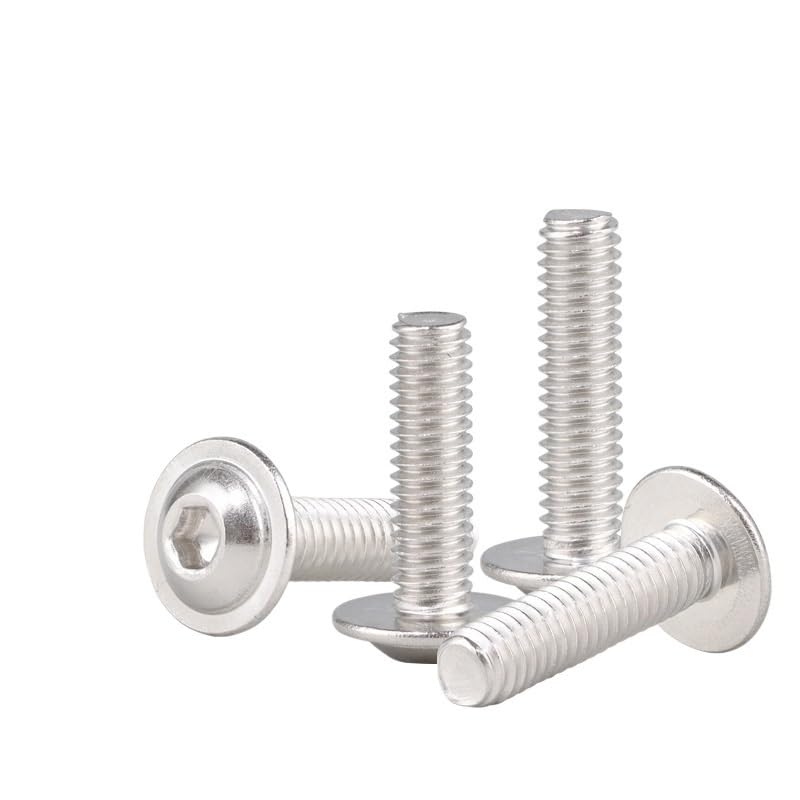 10pcs 304 Stainless Steel Round Head hex Socket Screws with Pads, Flat Head semi-Round Head Machine Wire Bolts with Pads Hexagon Socket Screws (Size : M5*12)