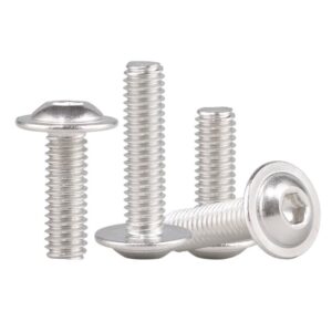 10pcs 304 Stainless Steel Round Head hex Socket Screws with Pads, Flat Head semi-Round Head Machine Wire Bolts with Pads Hexagon Socket Screws (Size : M5*12)