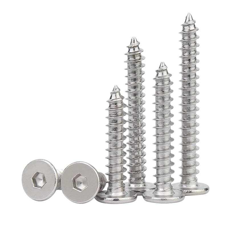 RAWARS Hexagon Socket Screws 10pcs 304 Stainless Steel Ultra-Thin Large Flat Head self-Tapping Screws Flat Head self-Tapping Screws Thin Flat Head Hexagonal self-Tapping Screws (Size : M5*12)