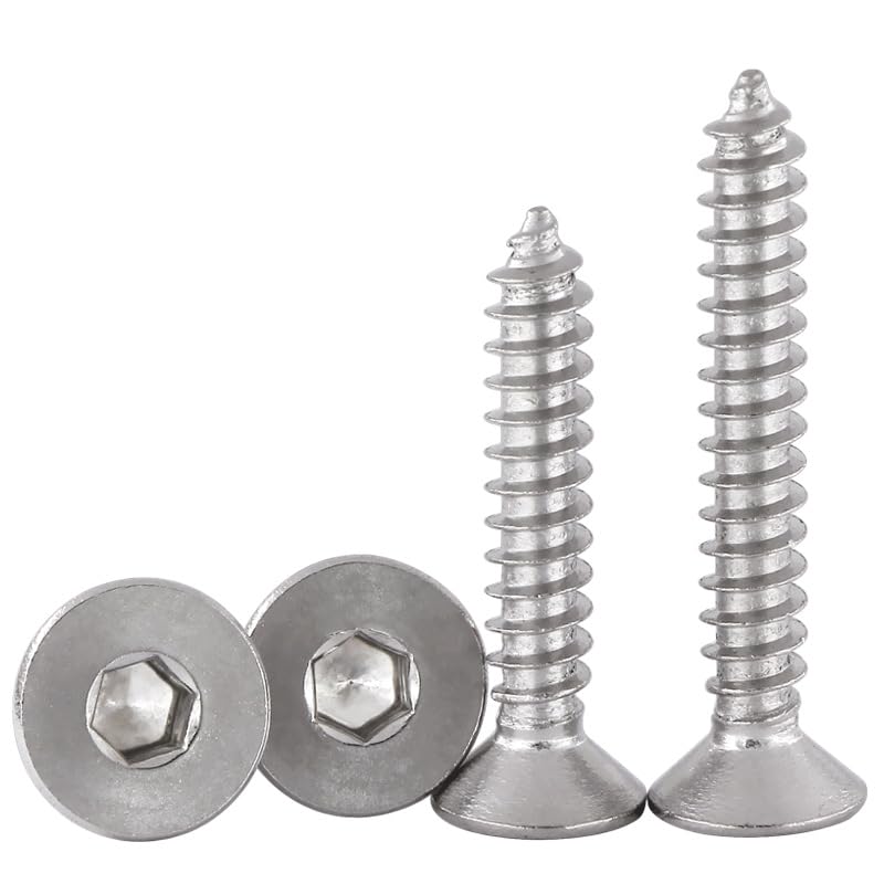 RAWARS Hexagon Socket Screws 10pcs countersunk Head Hexagon Socket self-Tapping Screws M3 Screw 304 Stainless Steel self-Tapping Screws M5 Flat Head Hexagon Socket self-Tapping Screws (Size : M5*12)