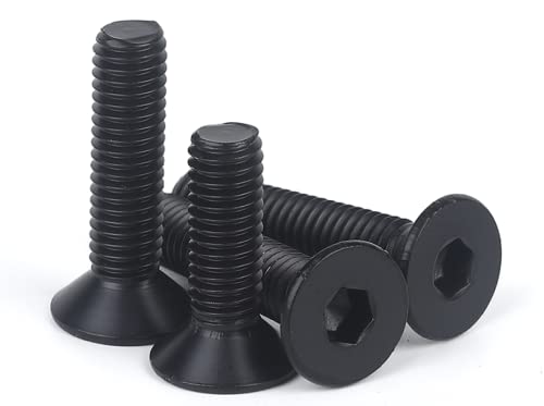 Tapping Screws,Screw Bolt,Black 304 Stainless Steel Countersunk Head Socket Head Cap Screws, M2M2.5M3M4M5M6 Flat Head Hex Socket Head Cap Screws, Small Screws,M4*6(50pcs) (Color : M5*12(20pcs))