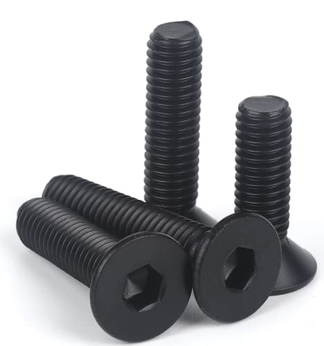 Tapping Screws,Screw Bolt,Black 304 Stainless Steel Countersunk Head Socket Head Cap Screws, M2M2.5M3M4M5M6 Flat Head Hex Socket Head Cap Screws, Small Screws,M4*6(50pcs) (Color : M5*12(20pcs))