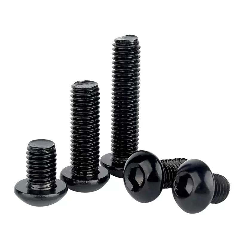 10pcs 304 Stainless Steel Black Yuan Cup Bolts Round Head Hexagonal Screws pan Head Carbon Steel Screws Hexagon Socket Screws (Size : M5*12)