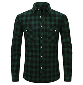 adhdyuud men's flannel plaid long sleeve casual button shirt classic checkered pocket shirts m512 usa s asian l