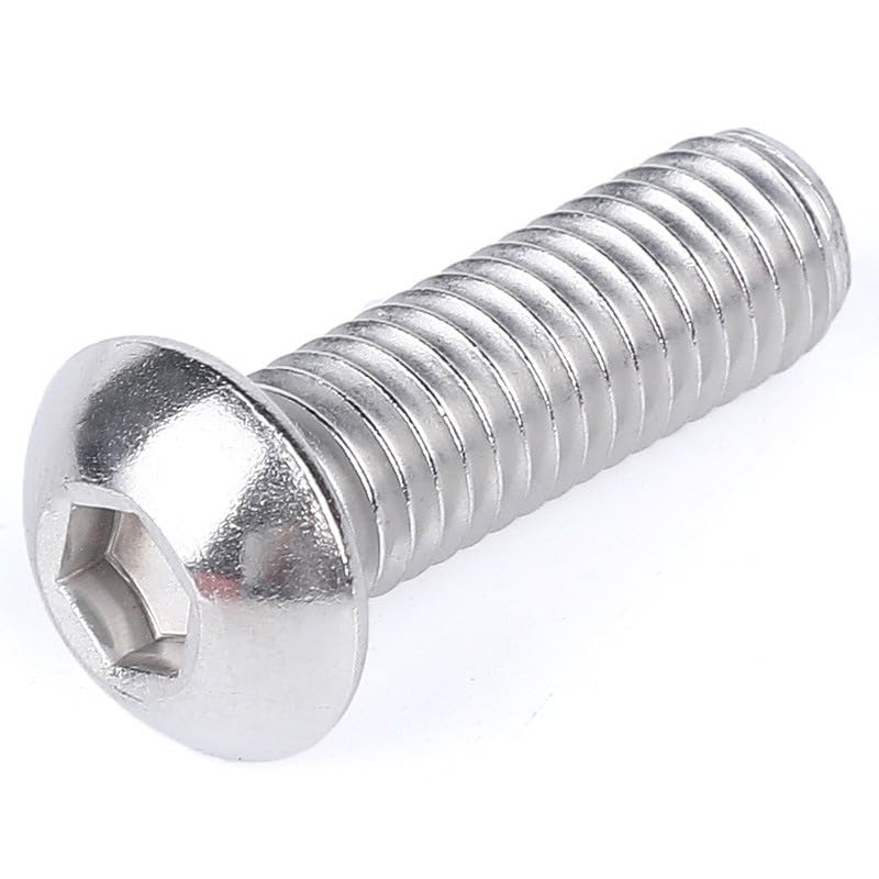 10pcs 04 Stainless Steel semi-Round Head Hexagonal Screw Machine Thread Round Cup Bolt Mushroom Head Screw Hexagon Socket Screws (Size : M5*12)