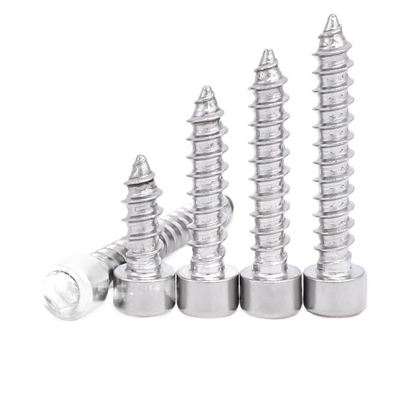 RAWARS Hexagon Socket Screws 10pcs 304 Stainless Steel Hexagon Socket self-Tapping Screws Cup Head Pointed Tail Screws Cylindrical Head Screws (Size : M5*12)