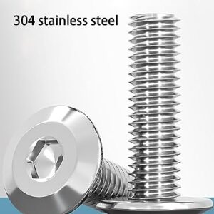 COYOUCO 100 Pcs M4 X 10/12/14/15Mm Metric Hex Socket Countersunk Flat Head Screw Bolts - 304 Stainless Steel,M5*12 100