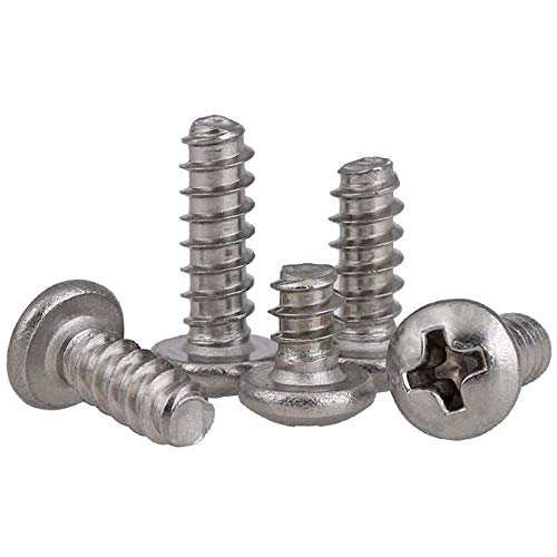 M5x12 mm -5PCS Pan Head Flat Tail Phillips Self Tapping Screws 304 A2 Stainless Steel (M5*12 mm -5PCS)