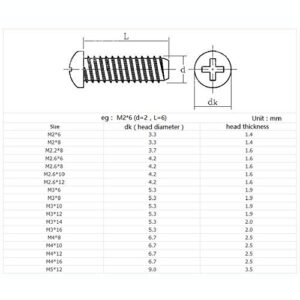 M5x12 mm -5PCS Pan Head Flat Tail Phillips Self Tapping Screws 304 A2 Stainless Steel (M5*12 mm -5PCS)