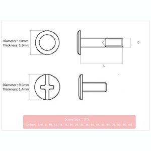 M5x12 mm -5PCS Posts Binding Post Chicago Screws Leather Stud Nickel Plated (M5*12 mm -5PCS)