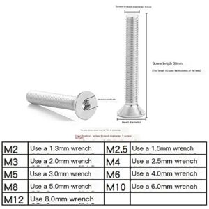 CHANWA 201 Stainless Steel countersunk Head Hexagonal Screw Flat Head Hexagonal Bolt Inner Hexagonal Screw Hexagon Socket Screws (Size : M5*12)