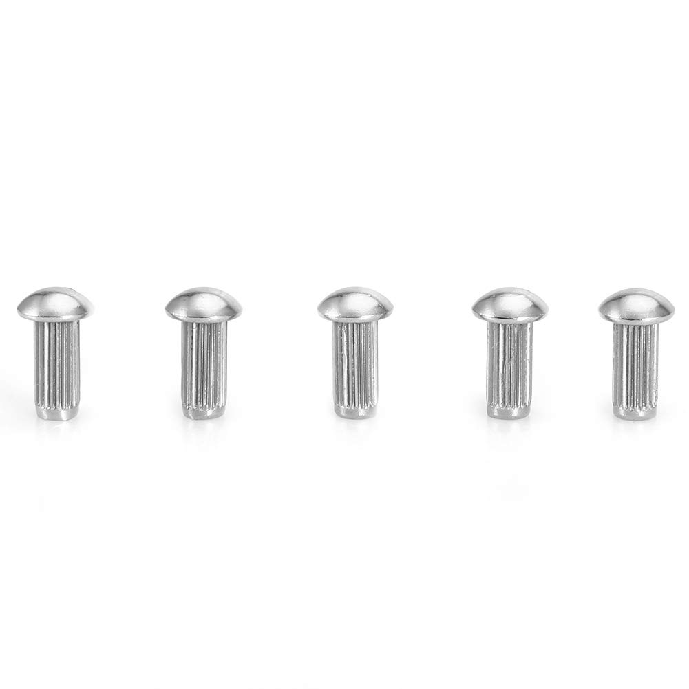 50Pcs M5 Stainless Steel, Bore Sight Round Head Knurled Shank Solid Rivets Assortment Set (M5*12)