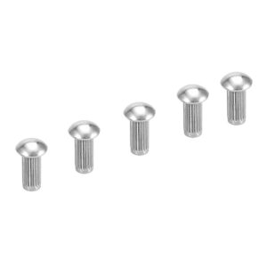 50Pcs M5 Stainless Steel, Bore Sight Round Head Knurled Shank Solid Rivets Assortment Set (M5*12)