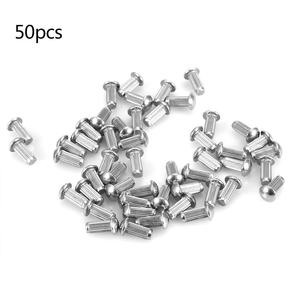50Pcs M5 Stainless Steel, Bore Sight Round Head Knurled Shank Solid Rivets Assortment Set (M5*12)