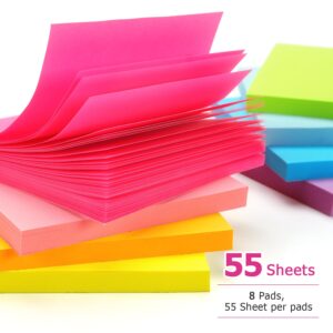 Early Buy Sticky Notes 8 Bright Color 8 Pads Self-Stick Notes 3 in x 3 in, 60 Sheets/Pad