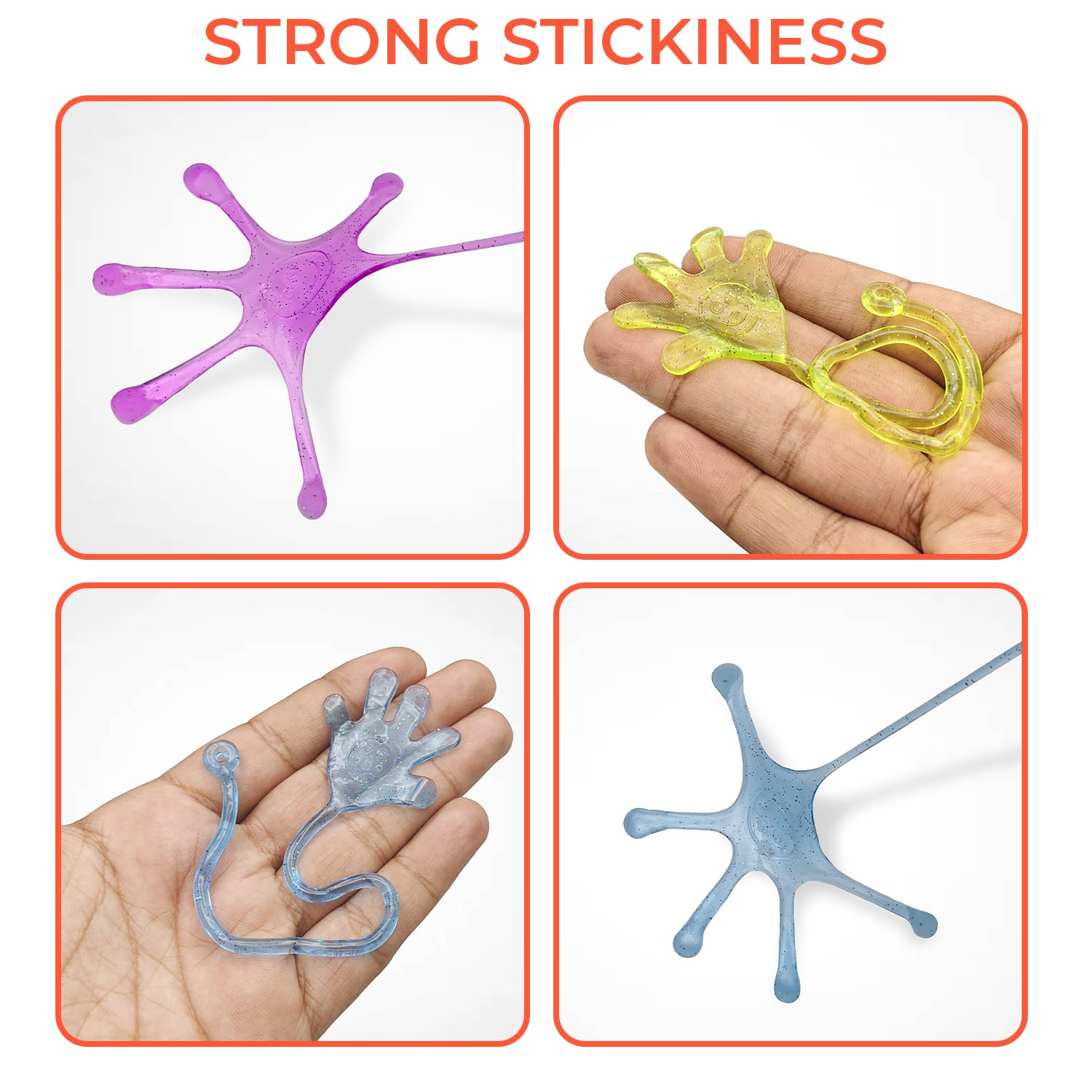 Marwills 20 Pcs Sticky Hands, Wacky Fun Stretchy Glitter Sticky Hands for Kids, Sensory Fidget Toy in 5 Assorted Colors, Sticky Hand Toys for kid’s class decoration, Party Favors, Birthday Parties