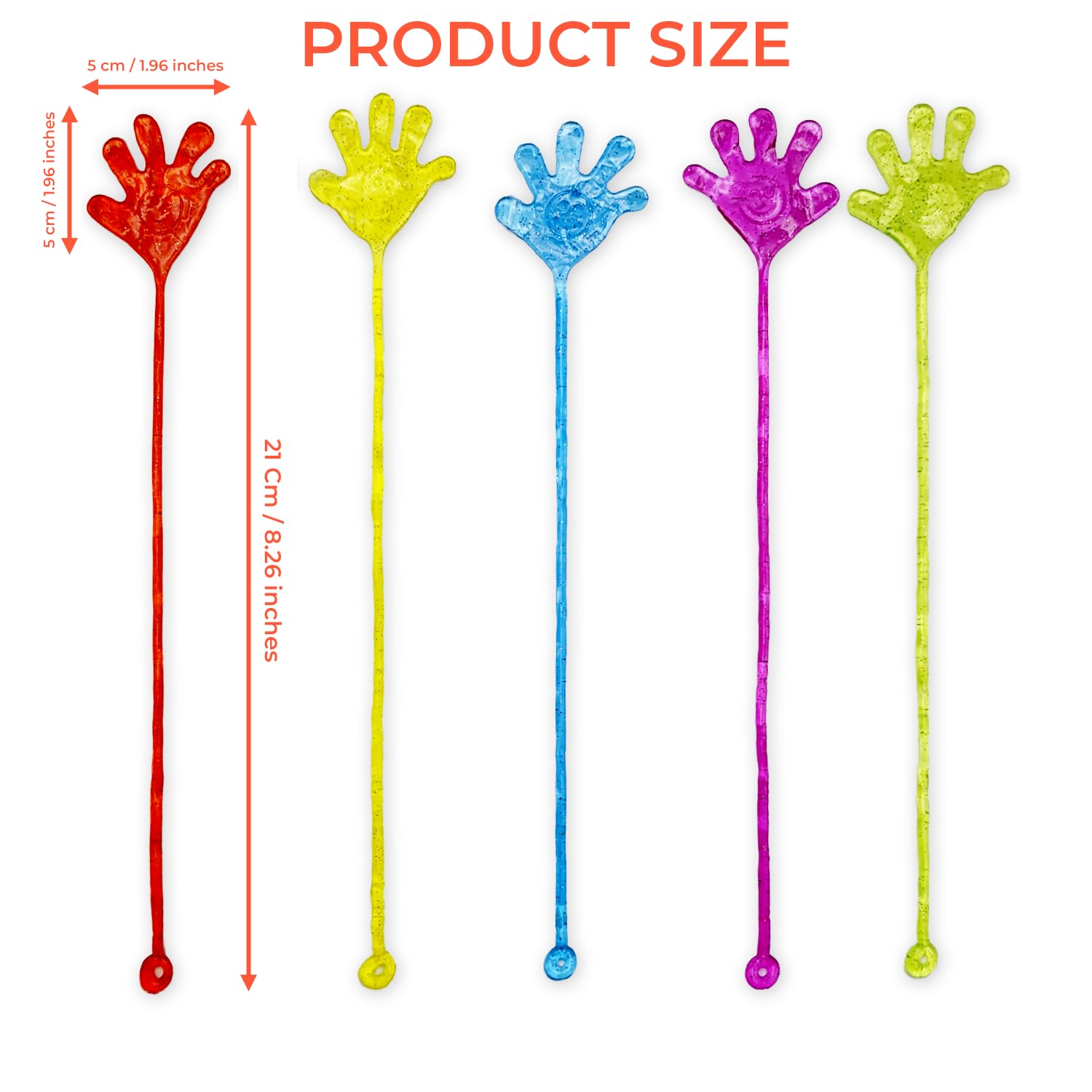 Marwills 20 Pcs Sticky Hands, Wacky Fun Stretchy Glitter Sticky Hands for Kids, Sensory Fidget Toy in 5 Assorted Colors, Sticky Hand Toys for kid’s class decoration, Party Favors, Birthday Parties