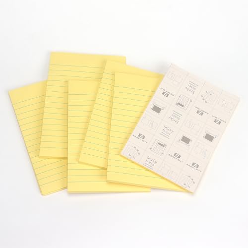 Early Buy 6 Pads Lined Sticky Notes with Lines 4x6 Self-Stick Notes Bright Color Sticky Notes, 45 Sheets/Pad (Yellow)