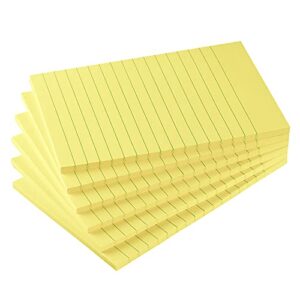 Early Buy 6 Pads Lined Sticky Notes with Lines 4x6 Self-Stick Notes Bright Color Sticky Notes, 45 Sheets/Pad (Yellow)