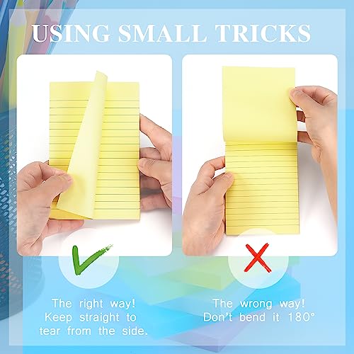 Early Buy 6 Pads Lined Sticky Notes with Lines 4x6 Self-Stick Notes Bright Color Sticky Notes, 45 Sheets/Pad (Yellow)