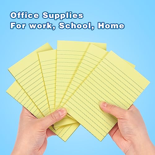 Early Buy 6 Pads Lined Sticky Notes with Lines 4x6 Self-Stick Notes Bright Color Sticky Notes, 45 Sheets/Pad (Yellow)