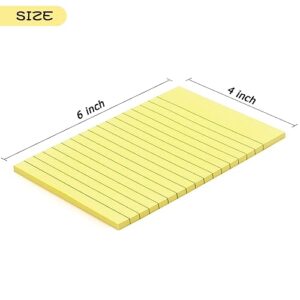 Early Buy 6 Pads Lined Sticky Notes with Lines 4x6 Self-Stick Notes Bright Color Sticky Notes, 45 Sheets/Pad (Yellow)