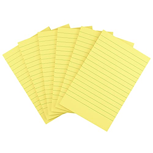 Early Buy 6 Pads Lined Sticky Notes with Lines 4x6 Self-Stick Notes Bright Color Sticky Notes, 45 Sheets/Pad (Yellow)