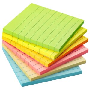 Mr. Pen- Lined Sticky Notes 3x3, 6 Pads, 45 Sheet/Pads, Pastel Colors, Sticky Notes with Lines, Sticky Note Pads, Sticky Pads, Sticky Notes Lined, Colorful Sticky Notes, Mr Pen Sticky Notes