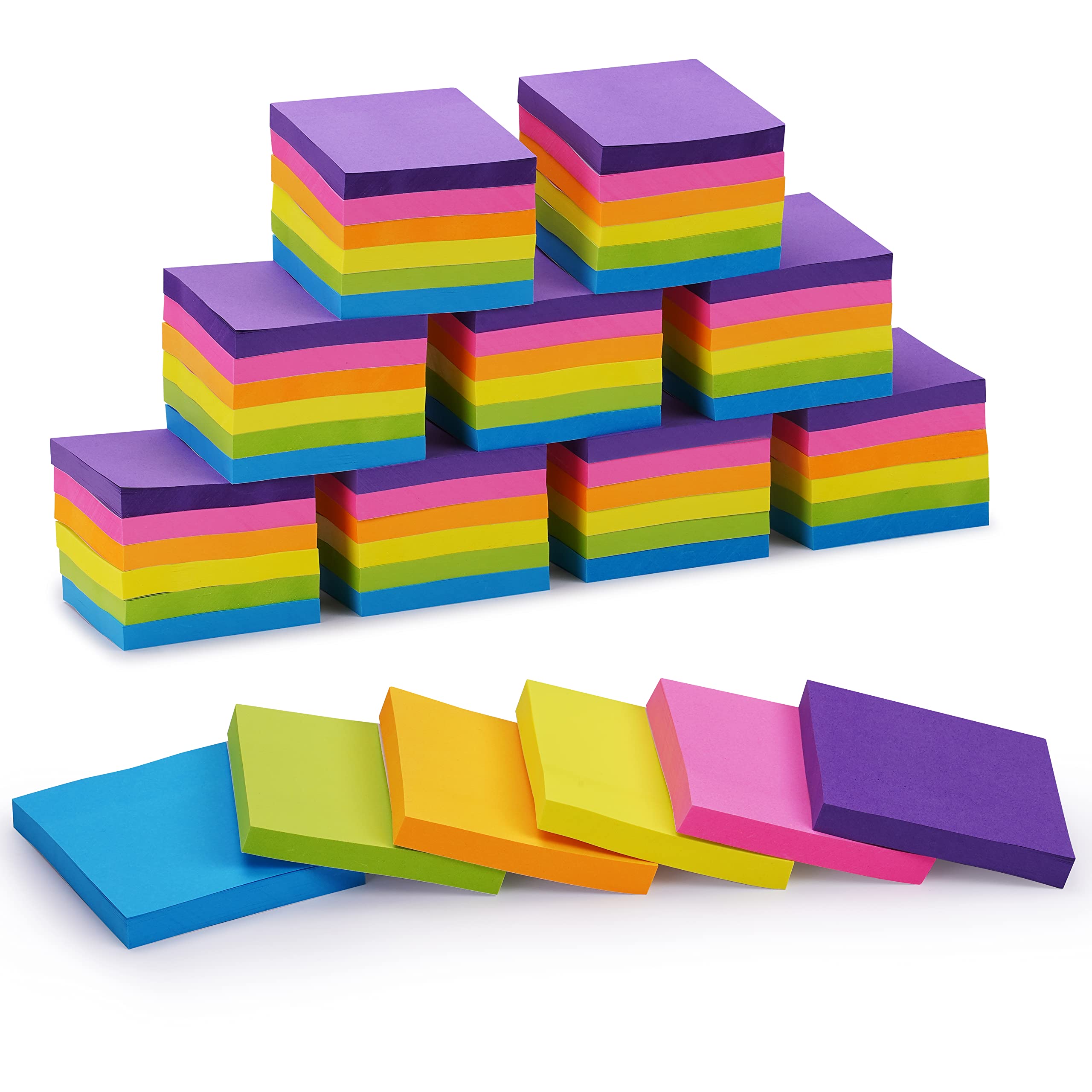 Sticky Notes Bulk, Ezzgol 60 Pads Sticky Notes, 3 X 3 Inch, 100 Sheets/Pad, Assorted Bright Colors Sticky Notes Pack,Great Sticking Power