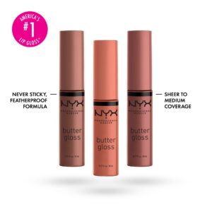 NYX PROFESSIONAL MAKEUP Butter Gloss Brown Sugar, Non-Sticky Lip Gloss - Pack Of 3 (Sugar High, Spiked Toffee, Butterscotch)