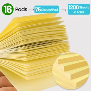 (16 Pack) Sticky Notes 3x3 in Canary Yellow, Clean Removal, Recyclable, Self-Stick Pads, Easy to Post for Home, Office, Notebook